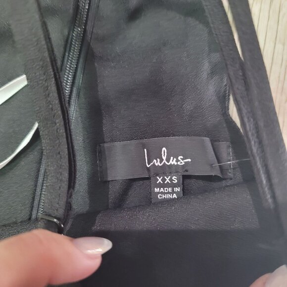 Lulus NWT Endlessly Endearing Halter Mini Party Dress black XXS scalloped hem - Picture 4 of 5